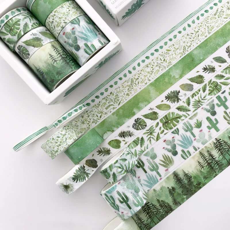 8 unids/set lindo color básico Washi cinta caja-embalado Scrapbook DIY cinta adhesiva papelería escuela niña corazón suministros para diario