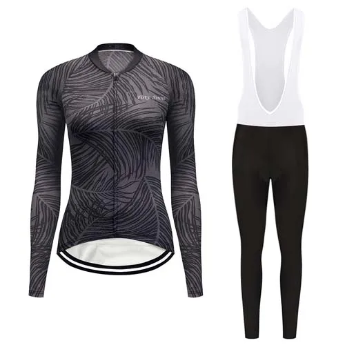 Jersey and Pants Осенняя одежда для велоспорта с длинным рукавом Женская Спортивная одежда для шоссейного велосипеда Джерси нагрудник набор MTB велосипедная одежда женский трикостюм платье мальлот - Цвет: Jersey and Pants