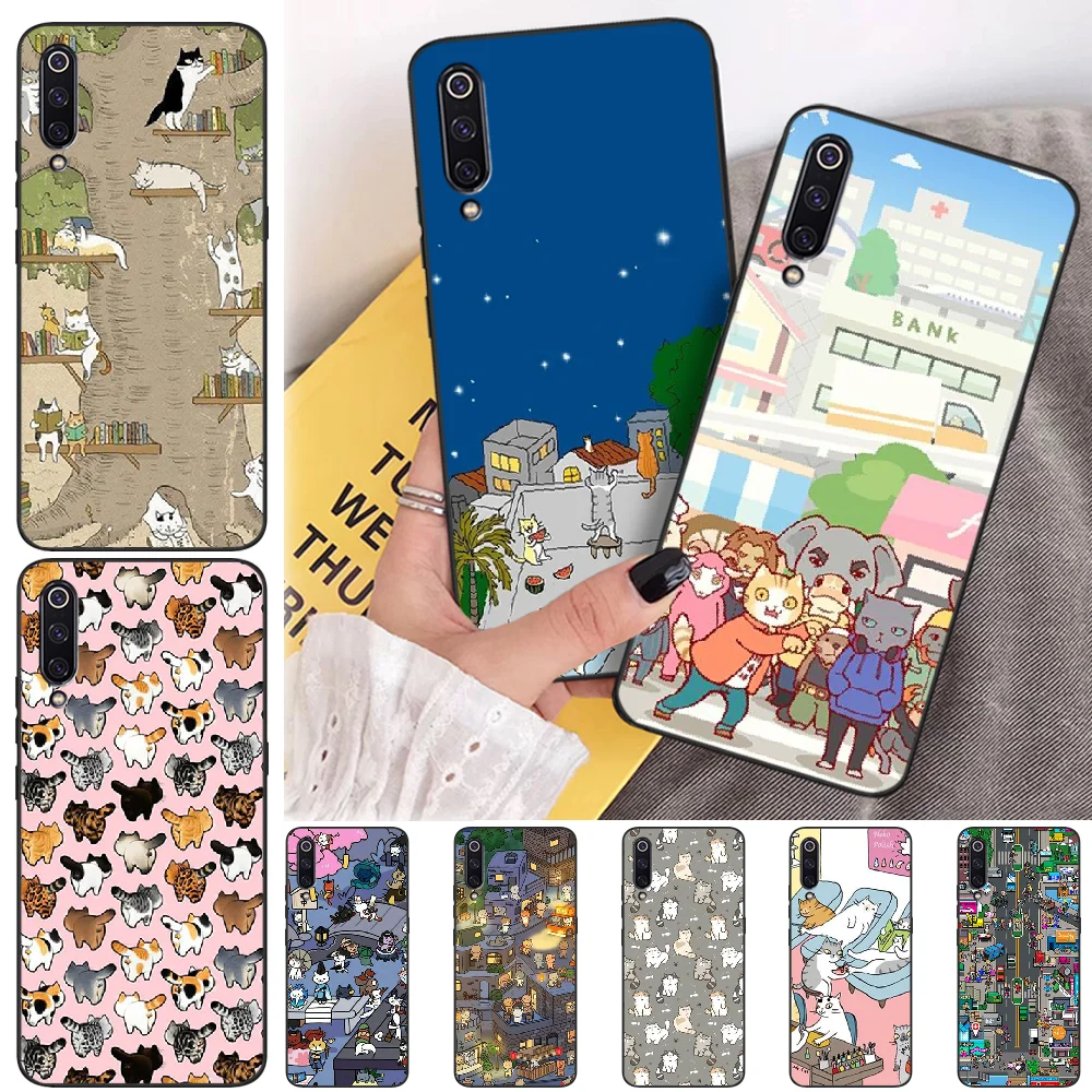 Мягкий черный чехол для телефона BaweiTE Cat town anime xiaomi mi 8 9 8SE 9SE 8Lite mix2 2S max2 3 Pocophone F1 |
