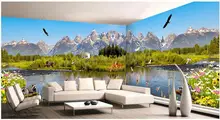 

Custom mural 3d photo wallpaper Mountain forest wetland cute animals home decor living room wall paper for wall in rolls