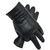 Winter Men's Fashion Sheepskin Genuine Leather Gloves Cotton Lining Winter Gloves Keep Warm Driving Riding Outdoor Black New 202 ► Photo 2/6