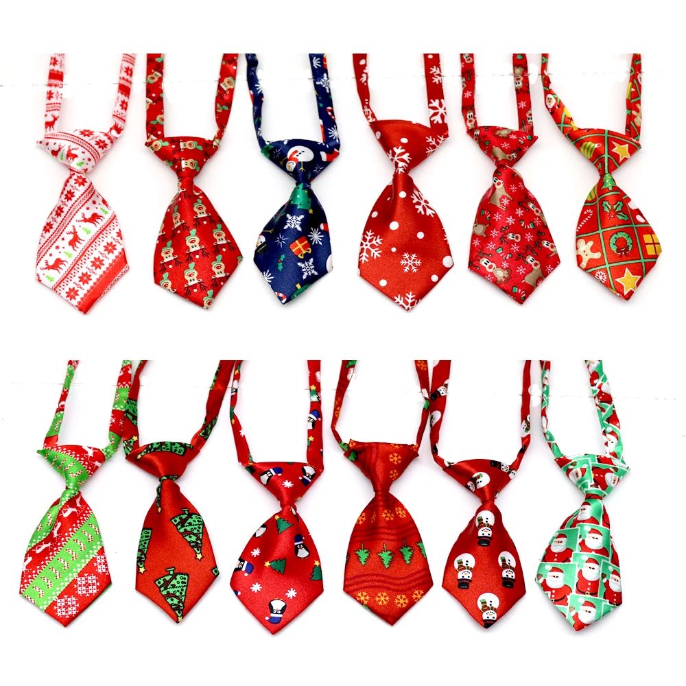 100pcs Christmas Pet Supplies Pet Dog Cat Xmas Neckties Bowties Santa Deer Pet Dog Grooming Accessories Small-Middle Dog Ties