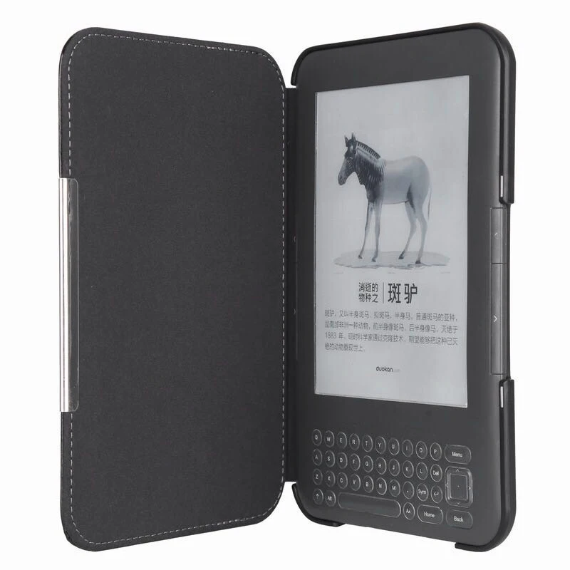 Чехол-книжка из искусственной кожи с магнитной застежкой для электронной книги Amazon Kindle 3 3Rd Reader Keyboard screen EReader, защитный чехол черного цвета