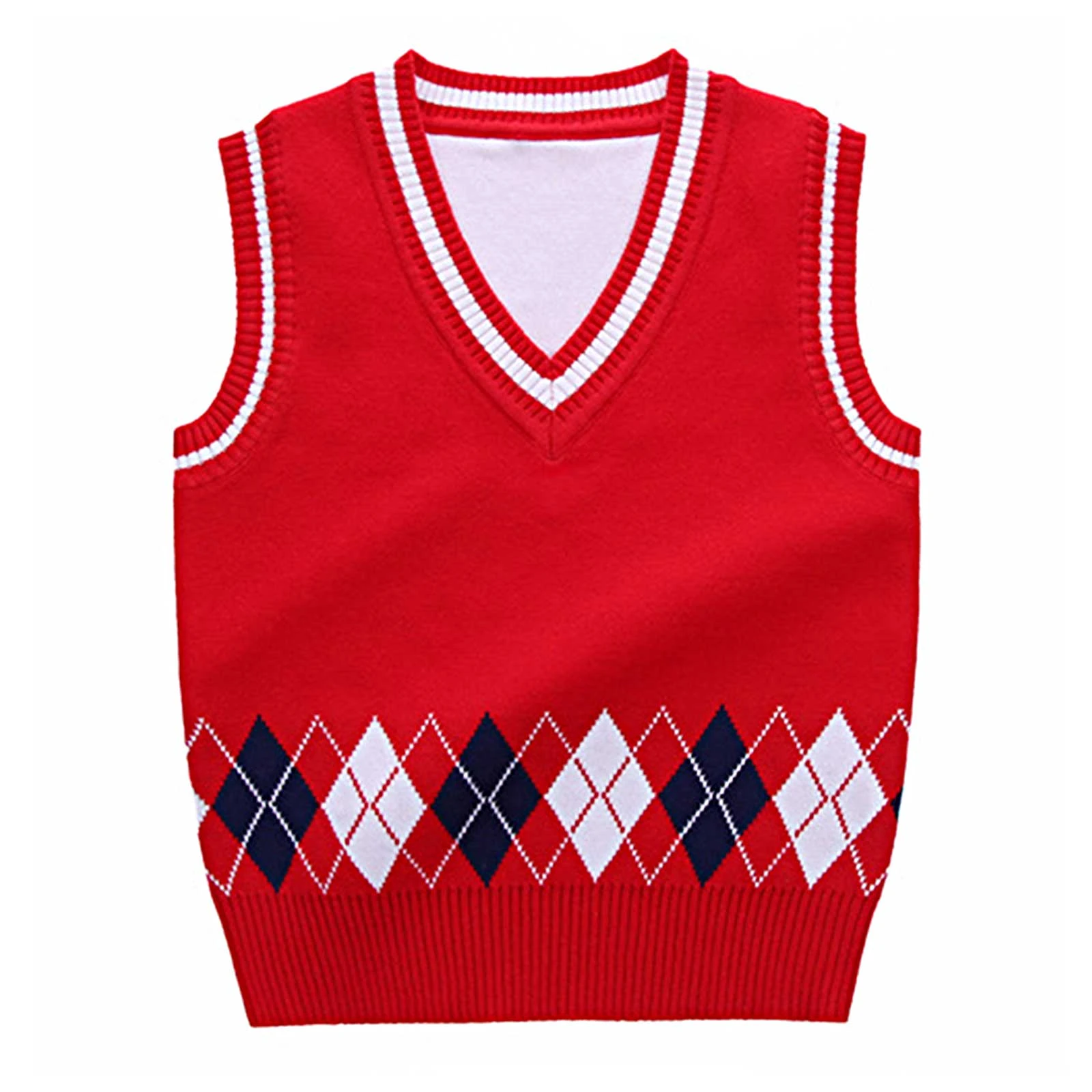 Chaleco con de rombos para niños niñas, ropa de abrigo suave sin mangas, estampado, a la moda|Chalecos| - AliExpress