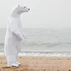 Прекрасный полярный медведь 1 м бумага 3D DIY материал ручной творческий домашний декор реквизит #2088 ручная работа милые геометрические