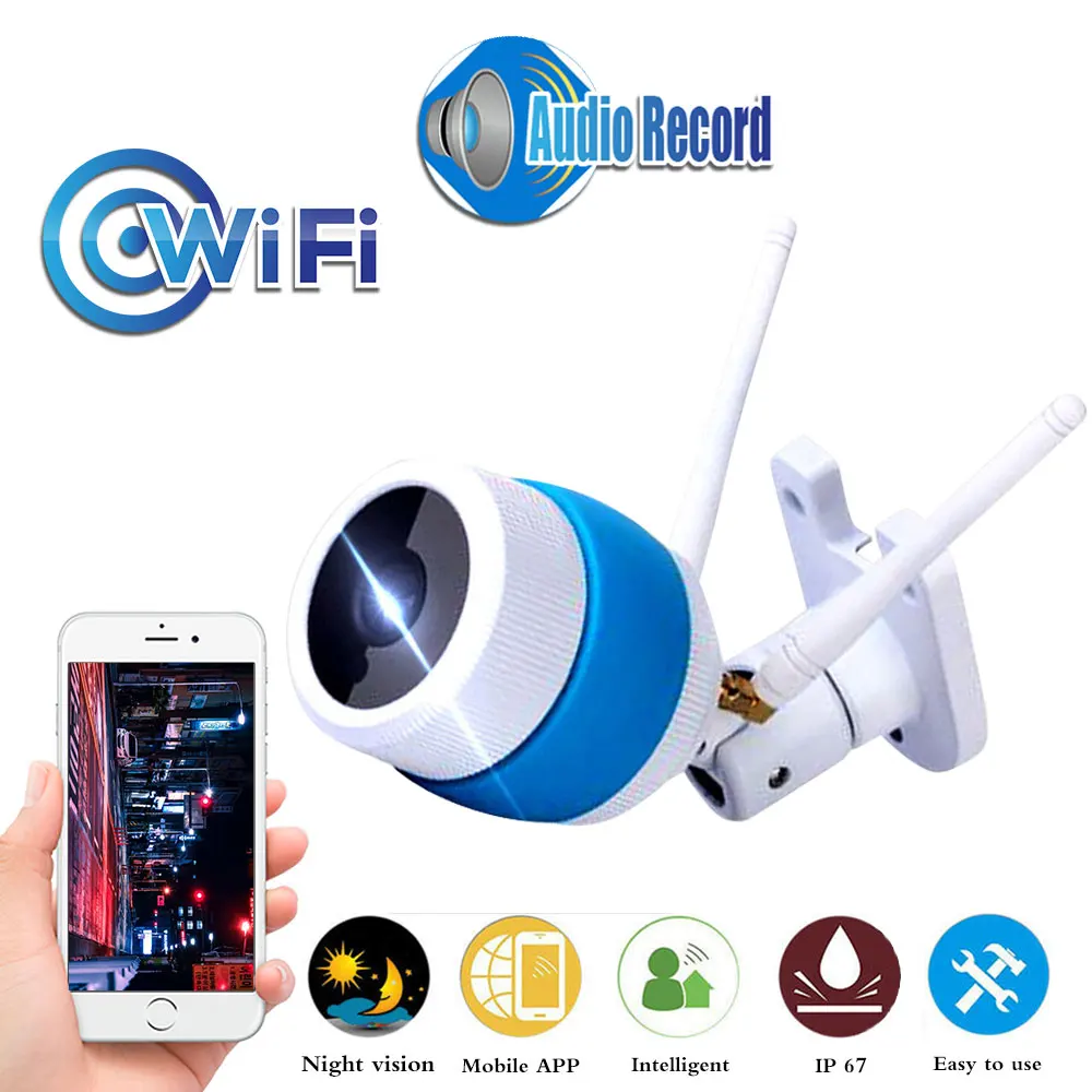 

1080P 720P HD Wireless bullet IP Security Audio record Camera for Outdoor WiFi SD Card slot,Aluminum Alloy Housing,Yoosee APP