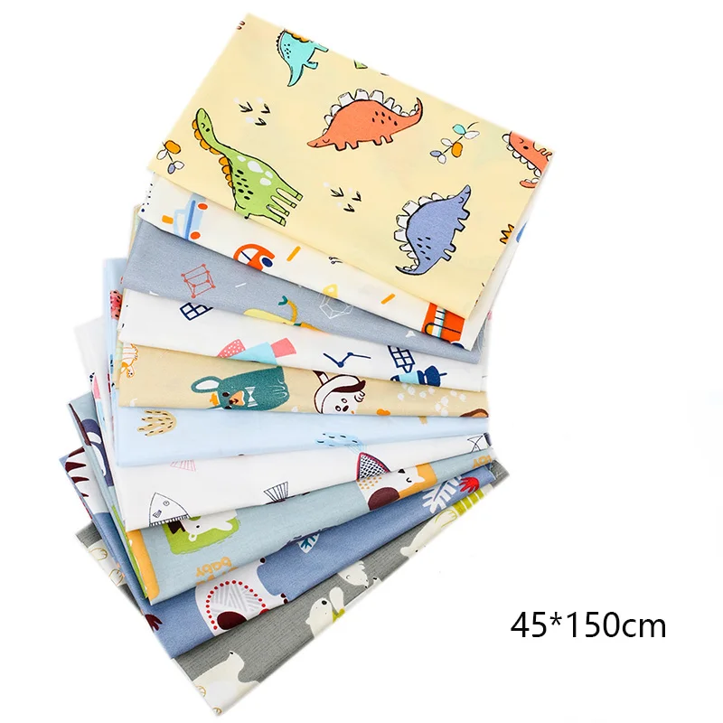 

Xugar Cotton Fabric 100% Sewing Elephant Dinosaur Cartoon Printed Fabric DIY Pures Bags Crafts By The Yard Supplies 45*150cm 1pc
