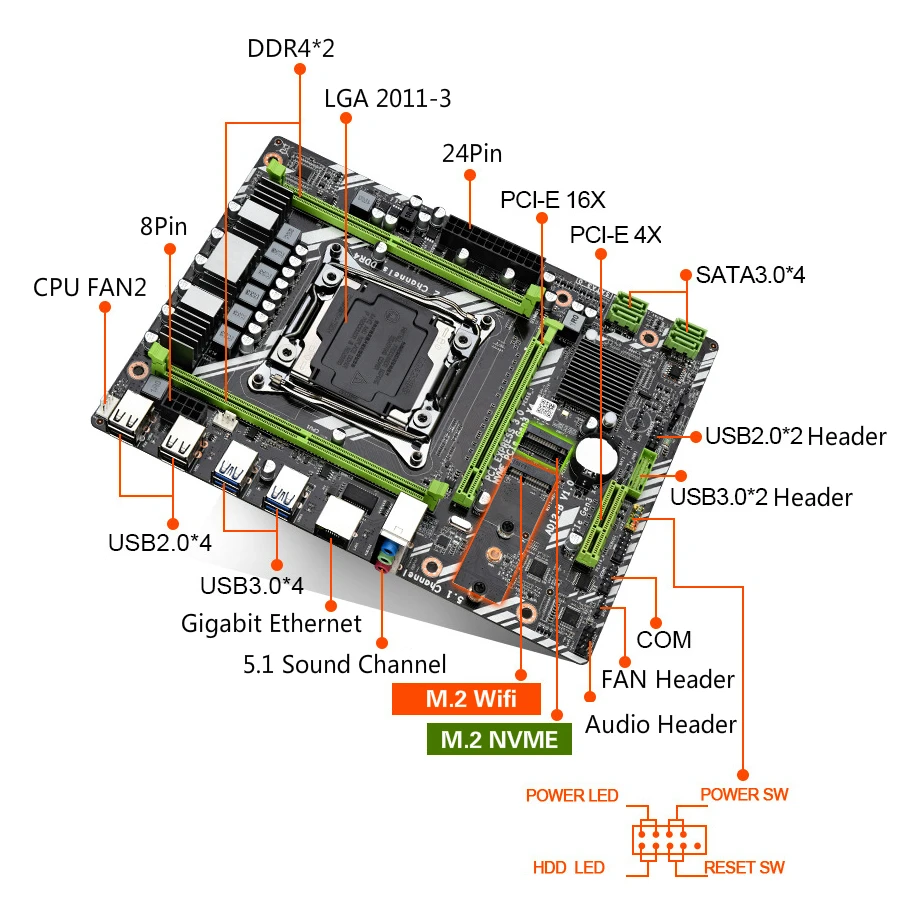 Комплект материнской платы Kllisre X99 D4 с процессором Xeon E5 2620 V3 LGA2011 3 2 шт. X 8 ГБ = 16 Гб 2400