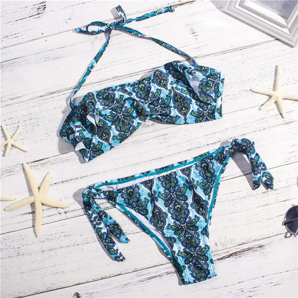 

KANCOOLD Swimsuit Fashion Women Sexy Print Breast Pad Split Bathing Suit Swimming pool Sea Daily new swimwear women 2020JAN27