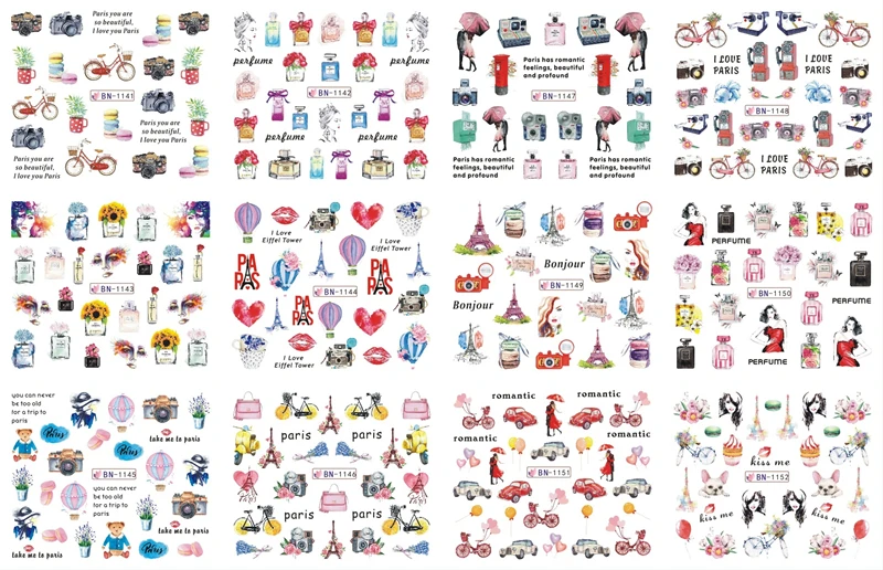 Новые и горячие 12 Дизайнов переводные наклейки для воды летние Фламинго попугай