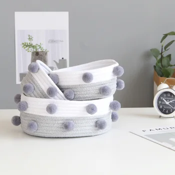 

Cotton Rope Art Bucket Storage Basket Debris Braid for Home Bedroom Desktop S55