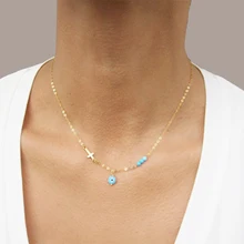 Zuowen Bohemiann, женское чокер с крестиком, колье, ожерелье с голубыми глазами, винтажное массивное ожерелье, ювелирное изделие, XL1014