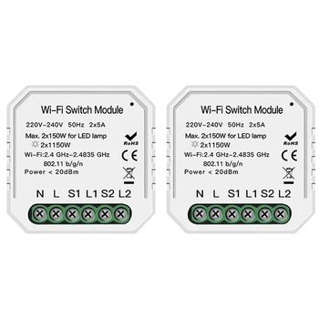 

2 Way Wifi Smart Light Switch Diy Breaker Module Smart Life/Tuya APP Remote Control,Working with Alexa Echo Google Home