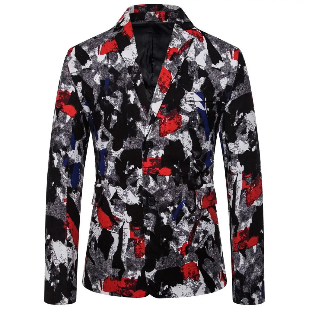 Мужской повседневный винтажный воротник с длинными рукавами и цветочным принтом, приталенный жакет пиджак для мужчин s Chalecos Para Hombre E1 - Цвет: WH