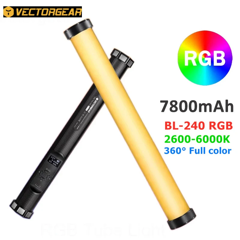 Ручная RGB трубка Vectorgear двухцветная 2600K-6000K светодиодный ламсветильник для