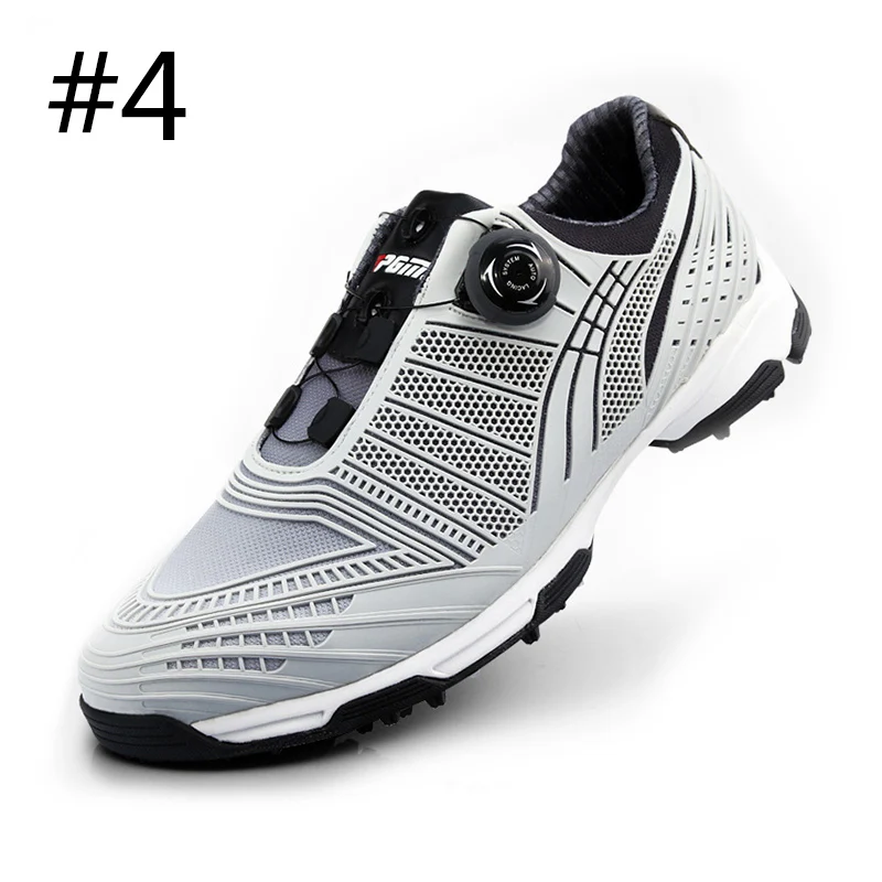 1 пара обувь для гольфа мужская спортивная обувь водонепроницаемая Мужская Спортивная обувь ручки пряжки шнурки дышащие противоскользящие мужские тренировочные кроссовки - Цвет: Black-Grey