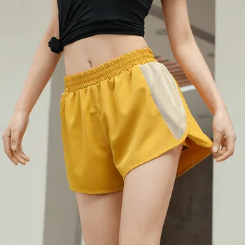 

2019 New Side Mesh Sports Shorts Women's Double-Layer Anti-Walking lady Casual Loose Running Fitness Shorts
