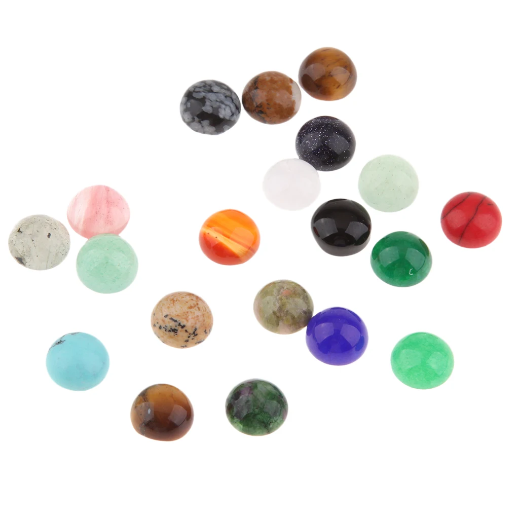 20pcs 8mm Natural Gemstone Cabochon For Earring Making Charms Pendants DIY Flat Back Round Stone Gemstone Jewelry Making Stone