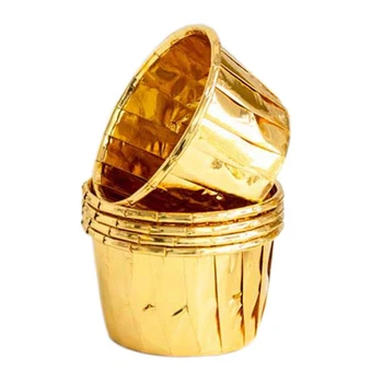 

100 Pcs/Set Muffin Paper Cups Golden Cupcake Wrappers Liner Case Round Forms Cup Cake Mold Box For Baking Tools Birtay Party