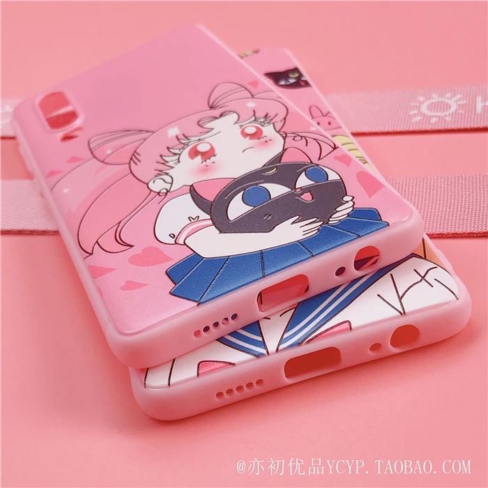 Чехол для телефона xiaomi mi9 8 sailor moon с милым мультяшным розовым рисунком для девочки xiaomi CC9E 9 8se с подвеской+ длинным ремешком