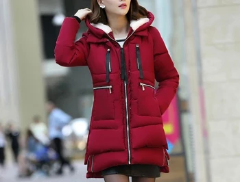 

Winter new down jacket cotton Korean warm cotton jacket long women's military uniform cotton suit