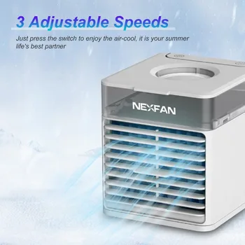 

Desktop Air Cooler Fan USB Rechargable Air Conditioner Fan Quiet 3 Speeds Misting Fan With LED Night Light for Home Room Office