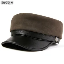 SILOQIN мужская плоская кепка Snapback тренд шляпа из натуральной кожи осенние модные женские армейские Кепки из овчины элегантные женские брендовые кепки s