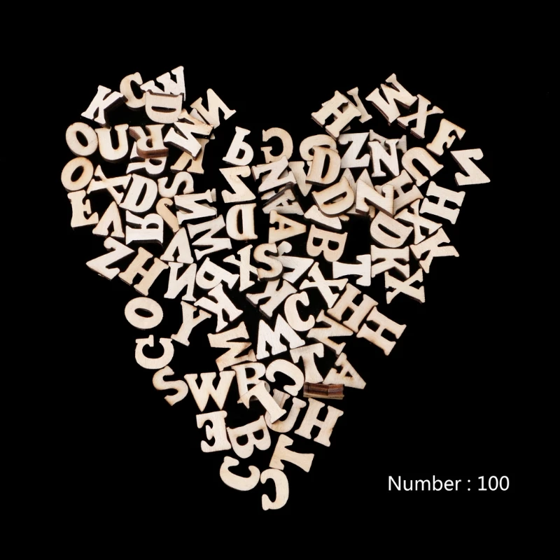 100pcs Wooden Letters Alphabet Wooden Embellishments Crafts-New 