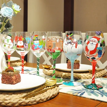 

Christmas gift wine glass artificial hand-painted painted glass crystal wine glass goblet ornaments whiskey glass lot