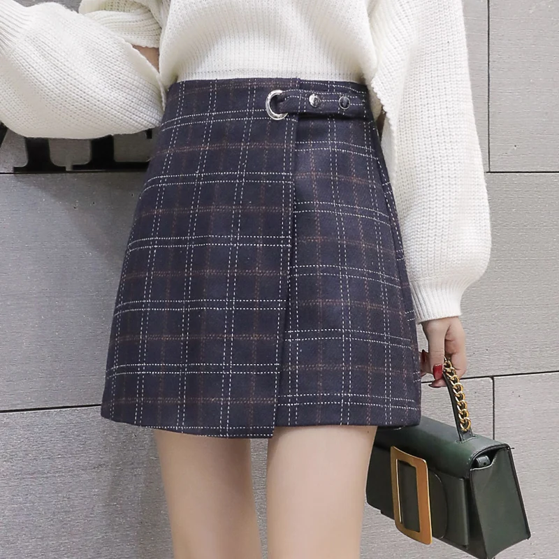 Осенняя Женская юбка в винтажном стиле клетчатая мини женская модная британском