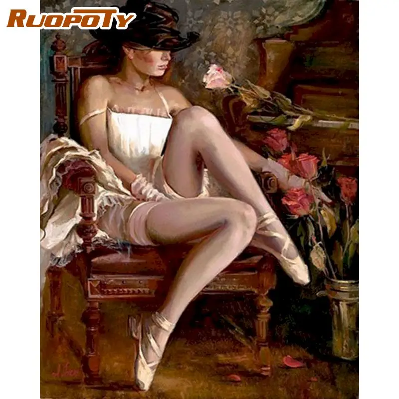 

RUOPOTY DIY Painting By Numbers Room Decoration Canvas Painting Modern Home Wall Art Handpainted Wall Pictures For Living