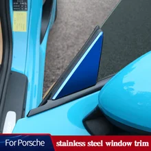 

Stainless Steel Window Trim For Porsche 718 Wear-resistant And Durable Mirror Car Decoration Accessories Blue Black 2pcs