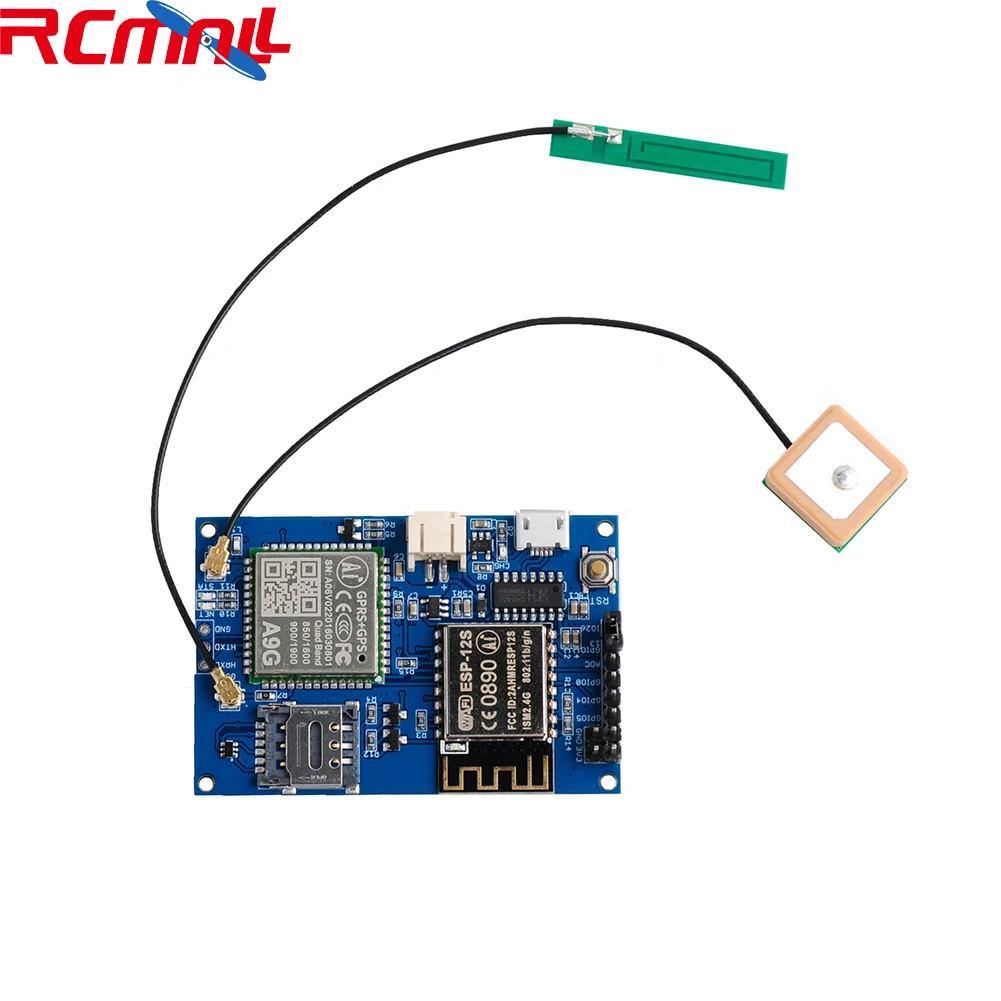 

Wifi Module ESP8266 ESP-12S A9G GSM GPRS+GPS Module IOT Node V1.0 with Active GSP GSM Antenna RCmall FZ3926