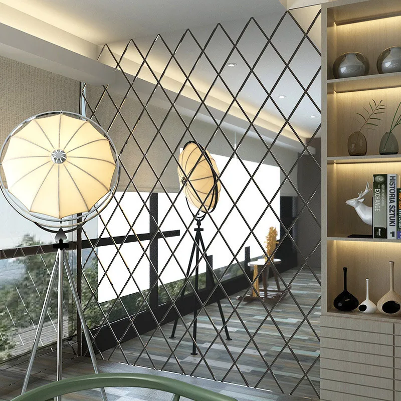 3d acrílico espelho adesivos de parede sala de estar diamantes espelho  adesivos diy tv fundo decorativo adesivo decoração para casa|Espelhos  decorativos| - AliExpress