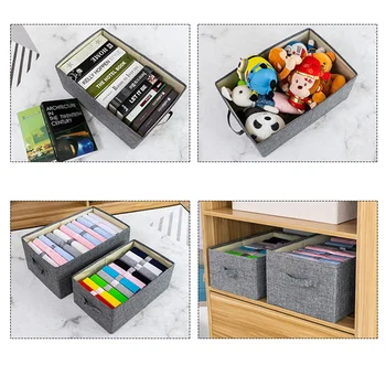 

1 Pc Desktop Storage Basket Clothes Organizers Drawer Type Cloth Storage Box for Makeup Book (Size S, Grey)