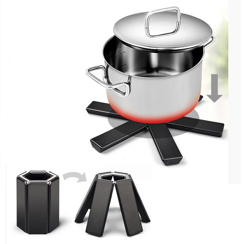 

2pcs Simple Foldable Non-slip Heat Resistant Pan Pad Trivet Pan Pot Holder Mat Round Plastic Placemats Kitchen Accessories