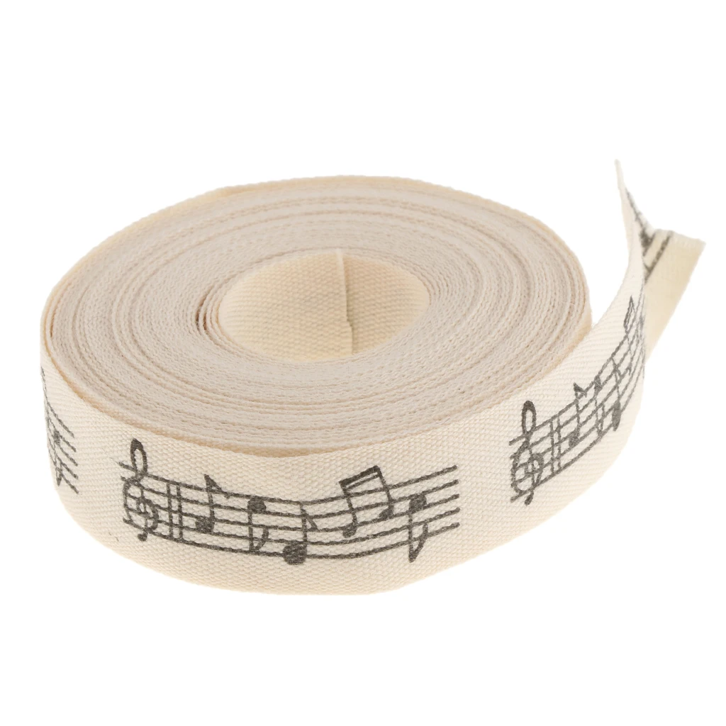5 Yards 15mm Musical Note Cotton Ribbon Wedding Birthday Gift Wrap Craft