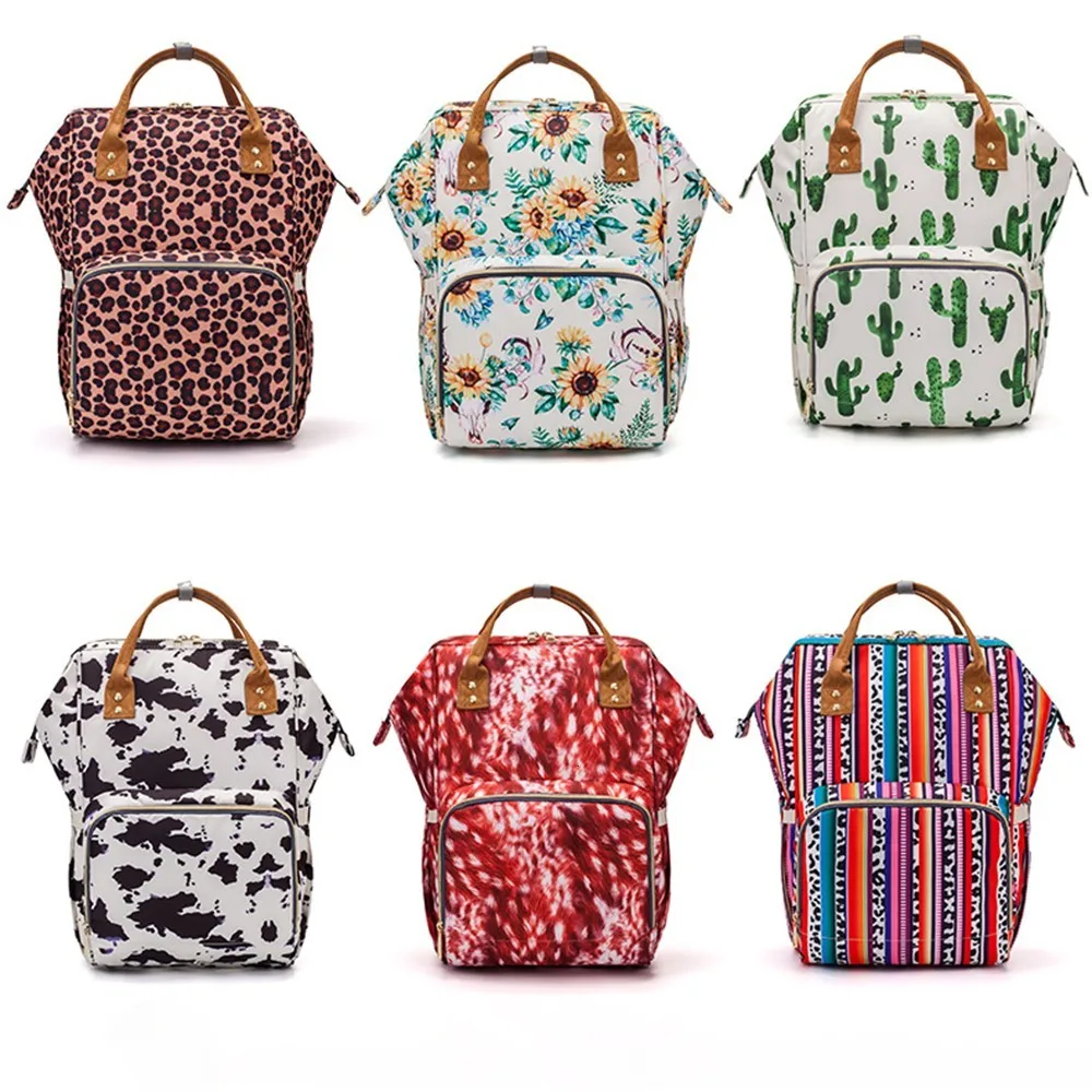 

Lequeen Mummy Diaper Bag Large Capacity Cute Printed Baby Travel Backpack Fashion Waterproof Baby Care Changing Nursing Bags