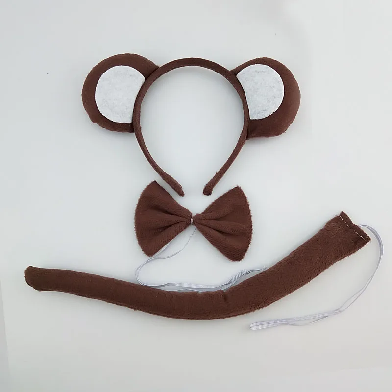 Child Adult Party Monkey Animal Ear Headband Tail Tie Set Animal Cosplay Halloween Costume for Kids Birthday Gift Christmas Child Adult Party Monkey Animal Ear Headband Tail Tie Set Animal Cosplay Halloween Costume for Kids Birthday Gift Christmas