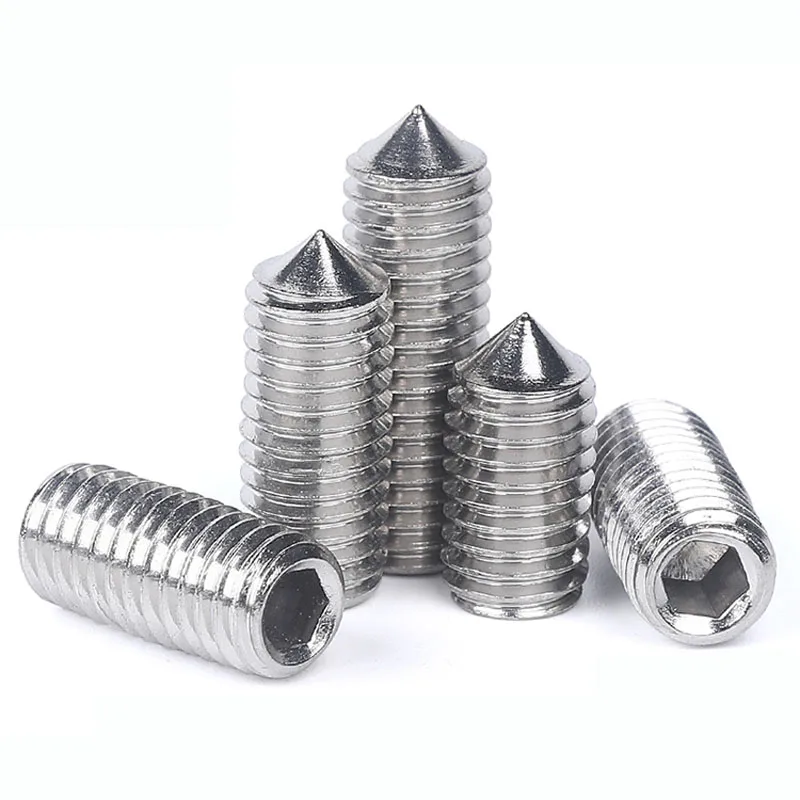 

304 Inner Hex Screw Bolt Stainless Steel Set Screws with Cone Point Flat Top Hexagon Socket Tightening Screw Fastener M8 M10 M12