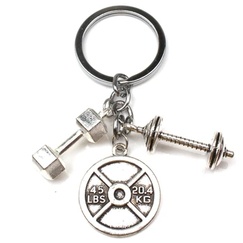 

Popular Fashion Accessories Keychain Designer Gift coach Souvenir Mini Dumbbell Discus Barbell Key Ring Fitness Charm Keychain