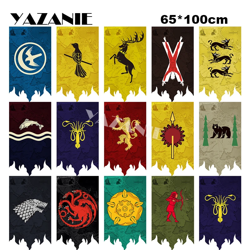 

YAZANIE Game Of Thrones Custom Flags LANNISTER STRAK TARYARGEN TYRELL BOLTON GREYJOY MARTELL MORMONT TYRELL Flags and Banners