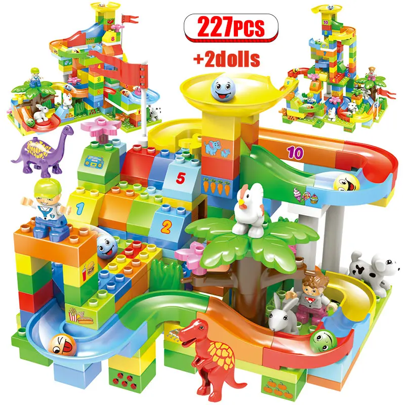 74 227Pcs Jurassic Dinosaur Diy Big Size Building Blocks Duploed Maze