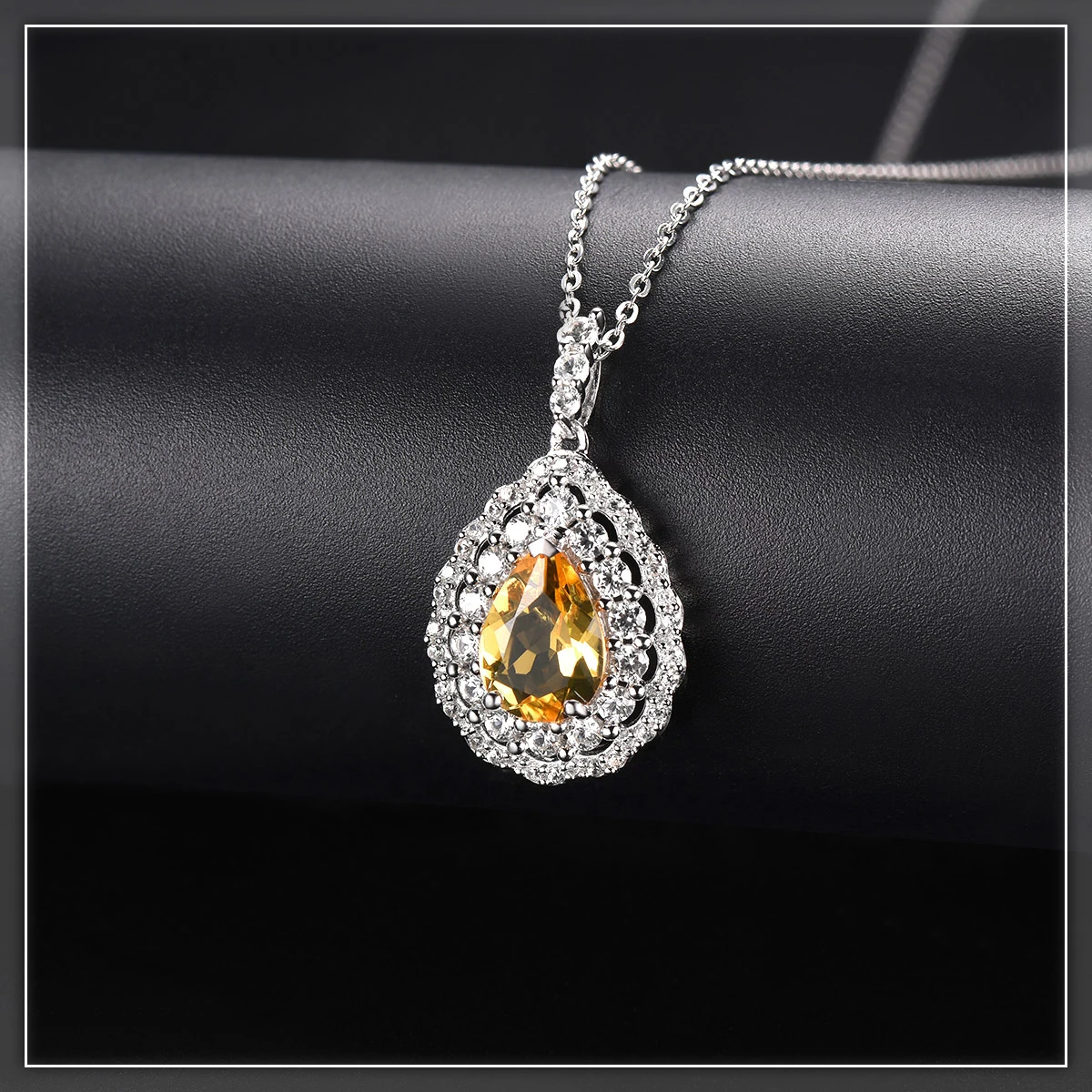 Hutang 1.70ct цитрин груша кулон натуральный драгоценный камень Твердые стерлингового серебра 925 ожерелье изящные элегантные ювелирные изделия для женщин Новинка