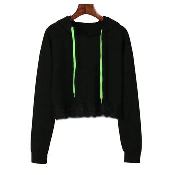 

Fashion Autumn Shirt Crop Top Lace Wasit Slim Sexy Sweatshirts Long Sleeve Hoodie Pullover Ladies Tops 2019 Winter Casual Tops