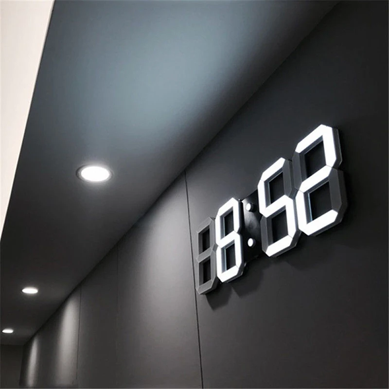 3D светодиодный настенные часы цифровой будильник зеркальная поверхность ночник Дисплей настольные часы для дома гостиная большие часы