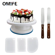 Omife 6 шт. набор инструментов для украшения торта поворотный стол торт стенд помадка резак пирожное Маффин нож шоколадный пончик формы для выпечки reposteria