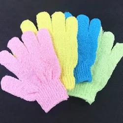 Exfoliating Gloves Mitt Bath Shower Scrub Tan Dead Skin Removal Exfoliator Elastic Five-Finger Bath Gloves Random Color 1pc Hot