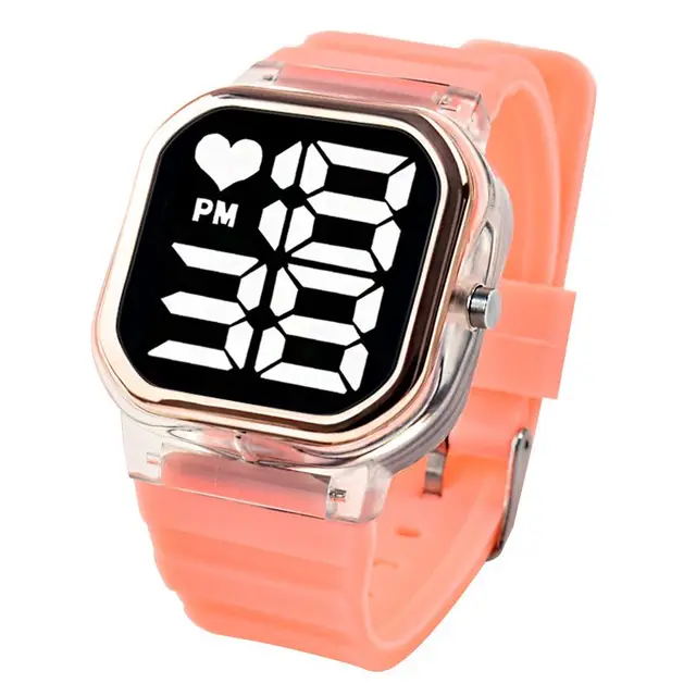 100pcs/Lot Fashion Electronic Watch For Women LED Digital Display Sport Watches New Candy Color Silicone Strap Wristwatch Clock 1