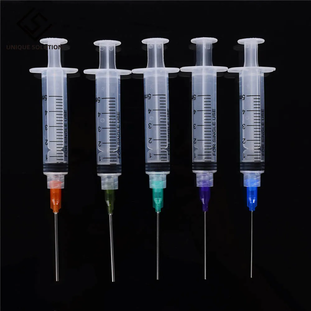 5Pcs 5ml Syringe Crimp Sealed Blunt Chemical Needle Tips For Liquid Glue Oil Ink 